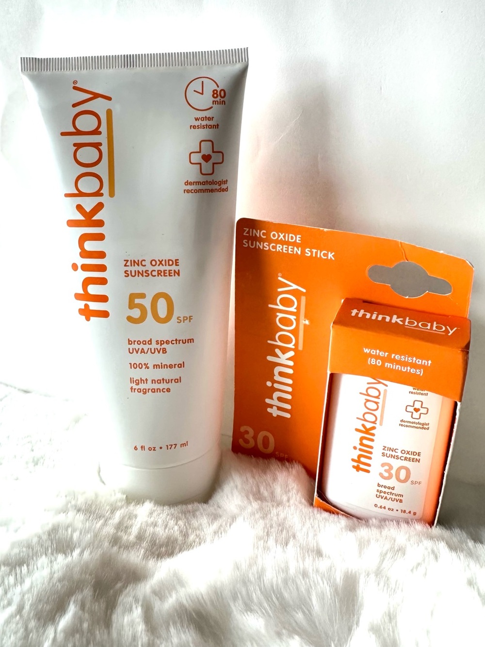 NEW Thinkbaby Zinc Oxide Sunscreen SPF 50 + thinkbaby sunscreen stick